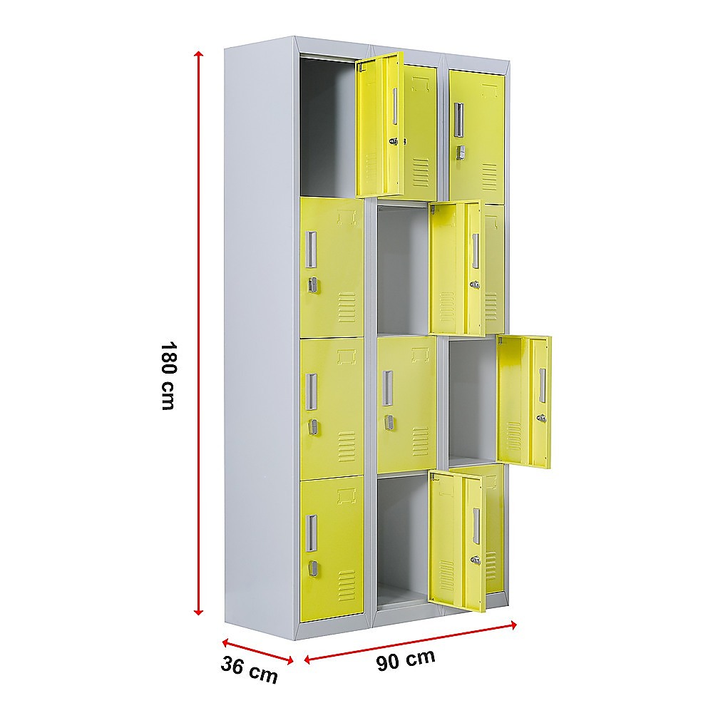 12-Door Locker for Office Gym - Padlock-operated