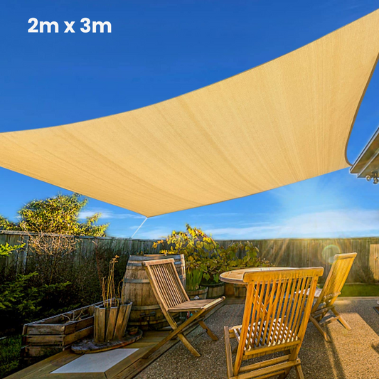 2m x 3m UV-Resistant Rectangle Shade Sail – Patio & Backyard Sun Protection
Utilize 185 gsm High Density Polyethylene anti-aging fabric, which is washable, water-permeable, and breathable. With the ability to block up to 98% of UV and sunlight, this shade sail guarantees a comfortable shaded area in all seasons, particularly during summer. Experience pleasant natural lighting without the risk of being roasted, sunburned, or concerned about skin burns.