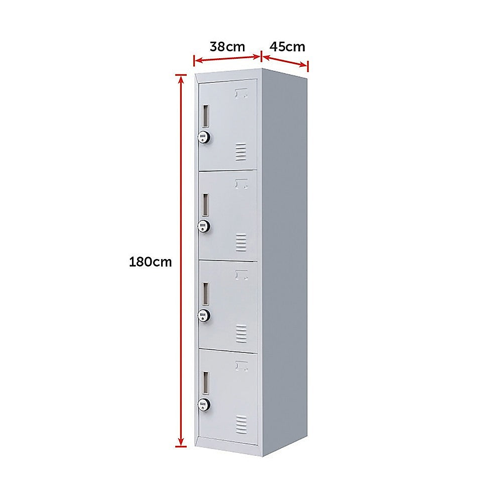 4-Door Vertical Locker for Office Gym Shed School Home Storage 4-digit Combination Lock