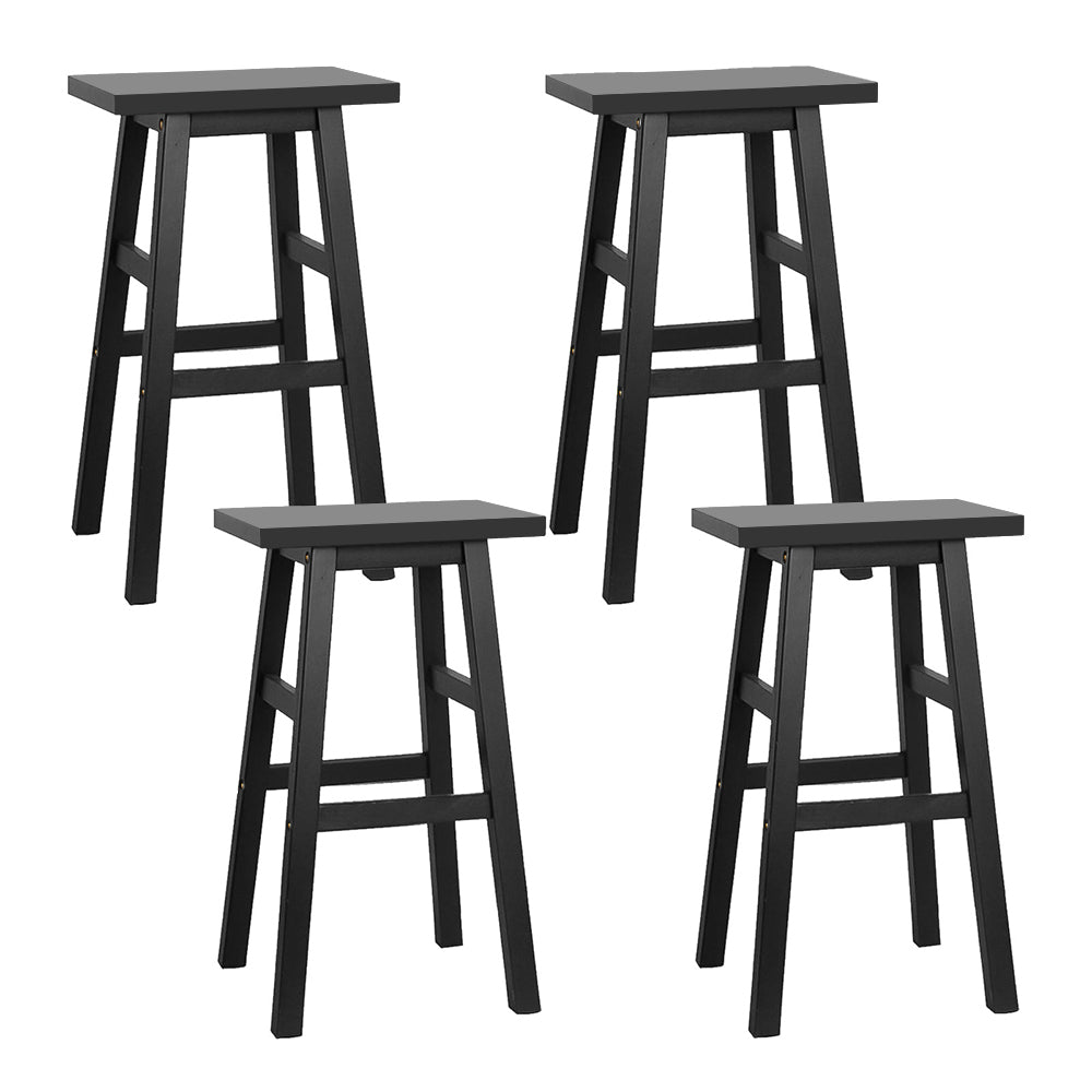 4x Wooden Bar Stools Kitchen Bar Stool Chairs Barstools Black
