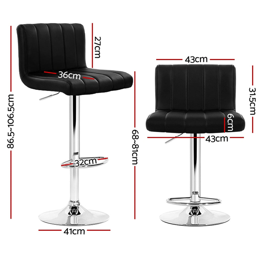 Artiss 4x Bar Stools Gas Lift Leather Black-4