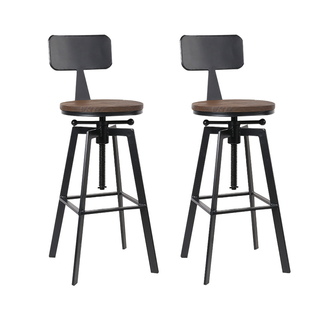 Artiss 2x Vintage Bar Stools Retro Kitchen Bar Stool Industrial Chairs Rustic