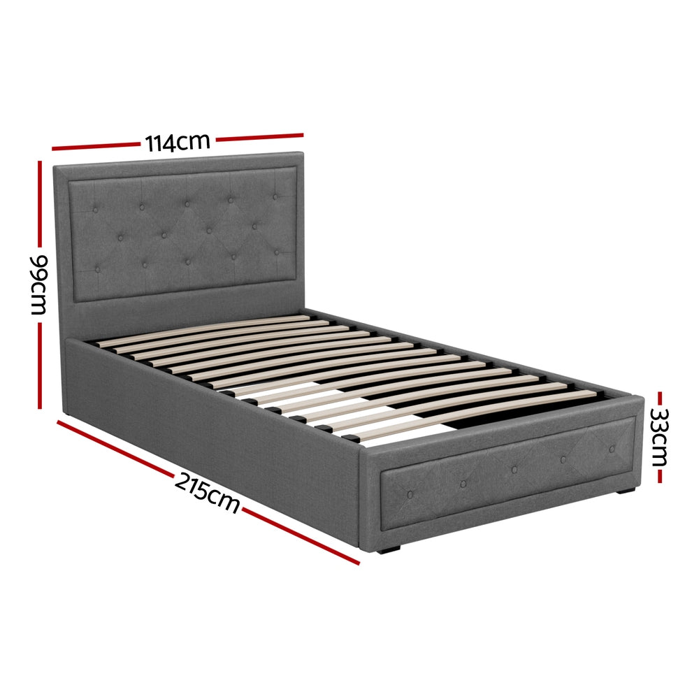 Artiss Bed Frame King Single Size Gas Lift Base With Storage Mattress Fabric