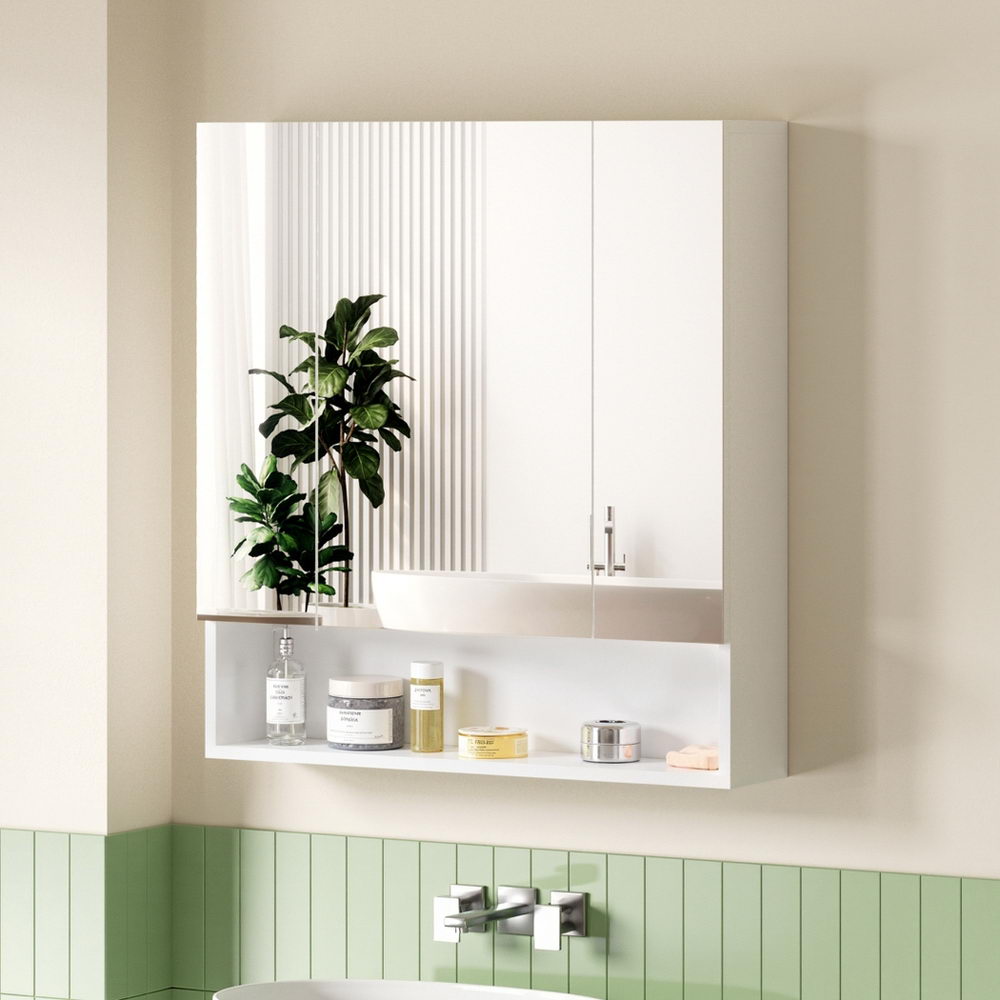 Cefito Bathroom Mirror Cabinet Medicine Adjustable Shelves Wall Hung 700x750mm White