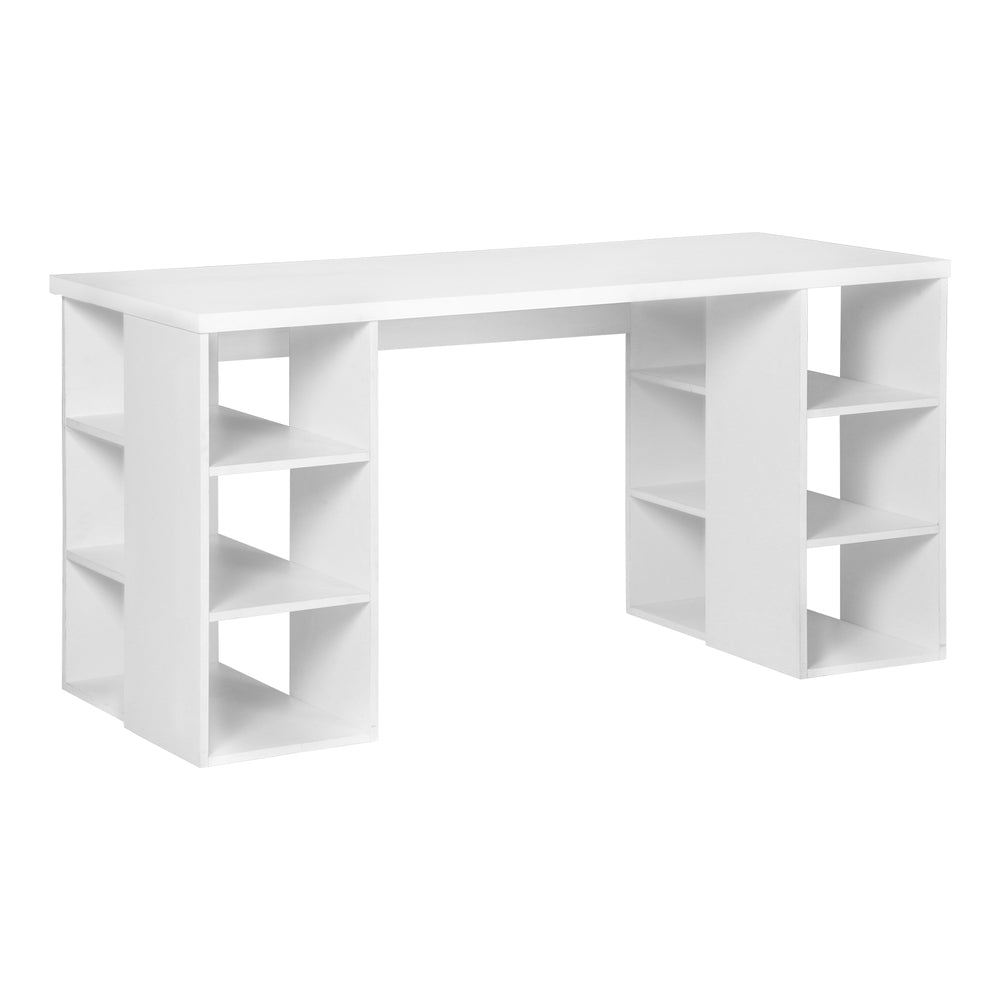 Artiss 3 Level Desk with Storage & Bookshelf - White