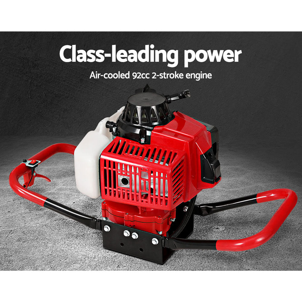 Giantz 80CC 挖洞機汽油馬達鑽頭延長螺旋鑽頭套件