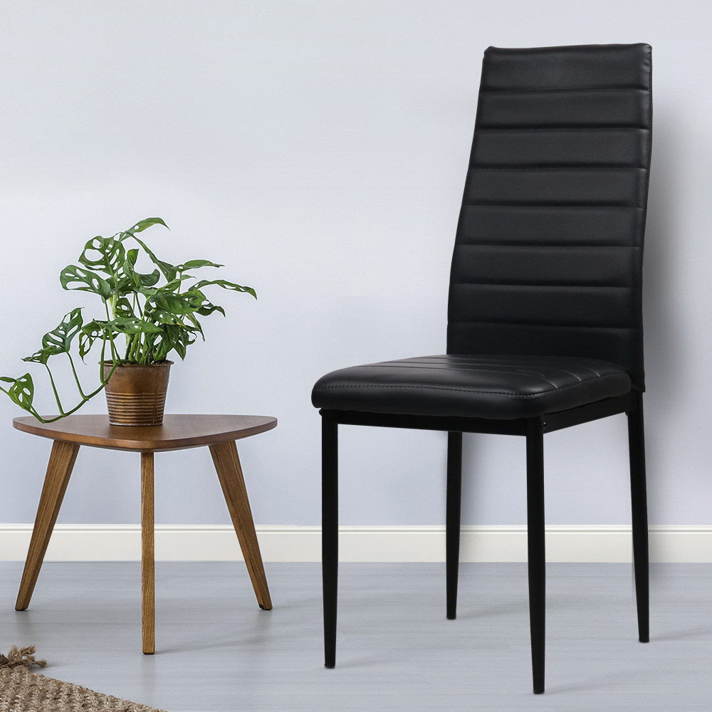 Artiss Dining Chairs Black PU Leather Set of 4 Astra