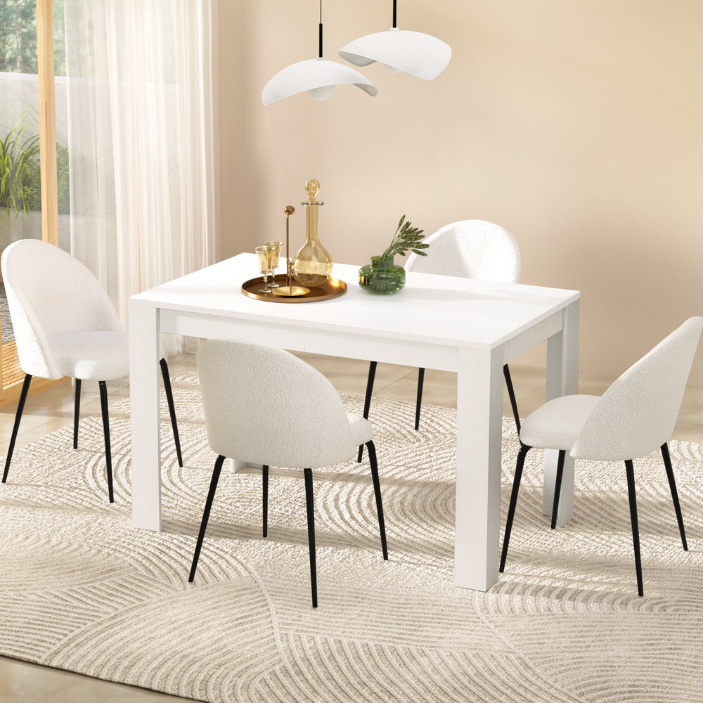 1 Artiss Dining Table and 4 Chairs Set White Sherpa