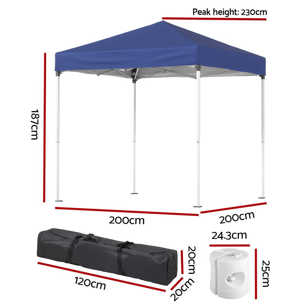 Gazebo 2x2m Outdoor w/ Base Pods -Blue