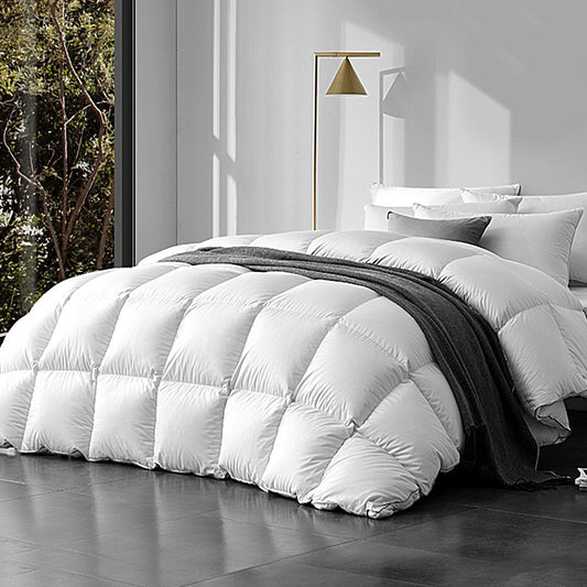 Giselle Bedding 800GSM Goose Down Feather Quilt Super King
Experience ultimate comfort with our expertly crafted Giselle Bedding Goose Down Feather Quilt. This quilt is designed to offer seasonal comfort and a luxurious feel at all times. With a 800gsm weight and baffle construction, the quilt prevents filling from shifting and evenly distributes warmth. The goose down feathers are lightweight and provide unparalleled warmth without extra weight. Additionally, the quilt is resistant to mites and mould and