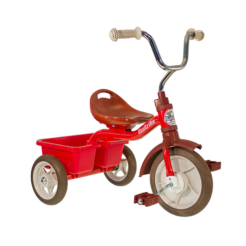 Italtrike 10" Transporter Trike - Champion Red
This Italtrike 10" Transporter Trike in Champion Red is an Italian-made tricycle designed for young children. It teaches them how to pedal while improving coordination in their arms and legs through steering. The ergonomic seat, which can be adjusted to three different positions, is wide and horizontally positioned to allow for a closer reach to the pedals (33 cm from the ground).