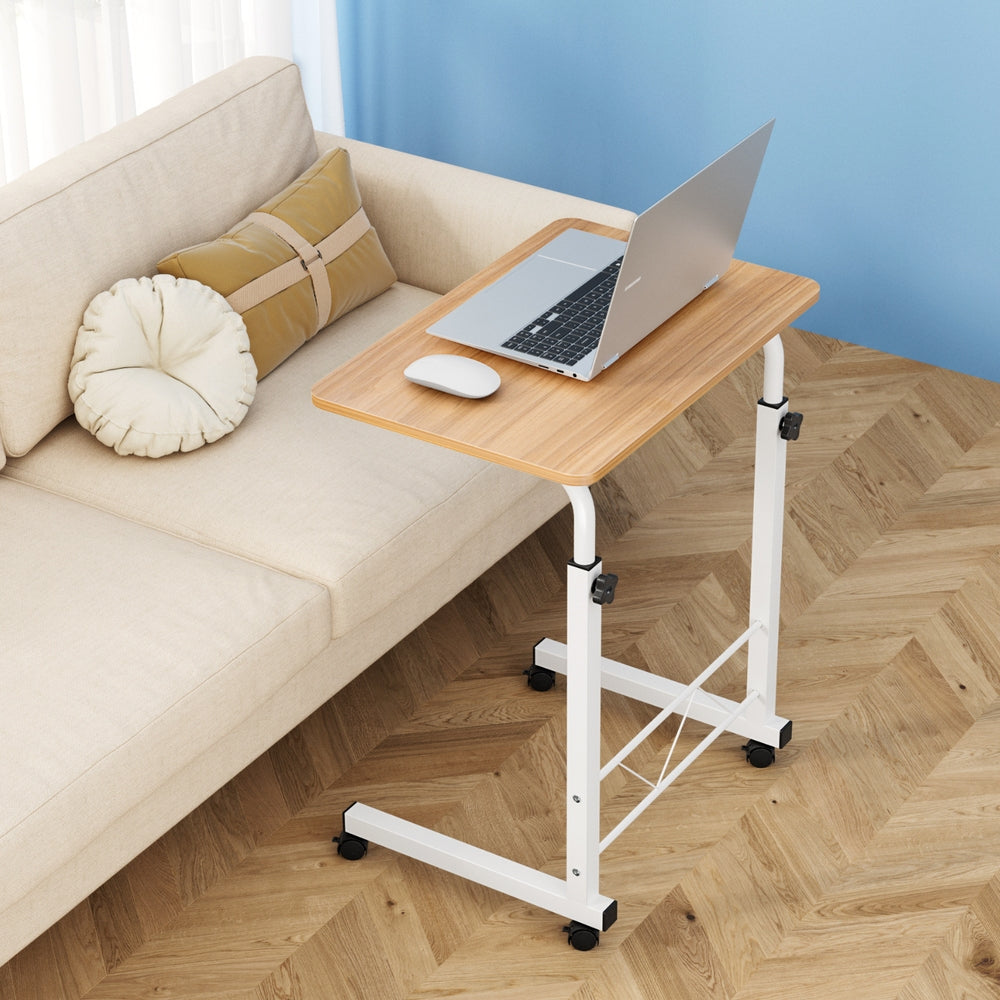 Mobile Twin Laptop Desk - Light Wood