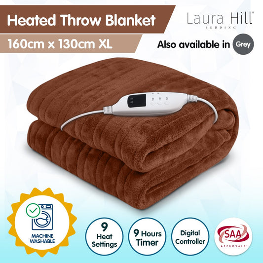 Laura Hill Heated Electric Blanket Throw Rug Coral Warm Fleece Brown
Eliminate the discomfort of cold sheets and welcome a warm bed every winter night with the Laura Hill Heated Electric Blanket Throw Rug Coral Warm Fleece Brown. Featuring a soft fleece finish, customizable temperature controls, and a convenient one-touch timer, this electric blanket offers 9 different warmth settings for your optimal comfort. 