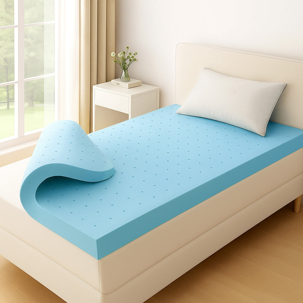 Giselle 12cm Memory Foam Mattress Topper Ventilated Cool Gel Bamboo Cover King Single
