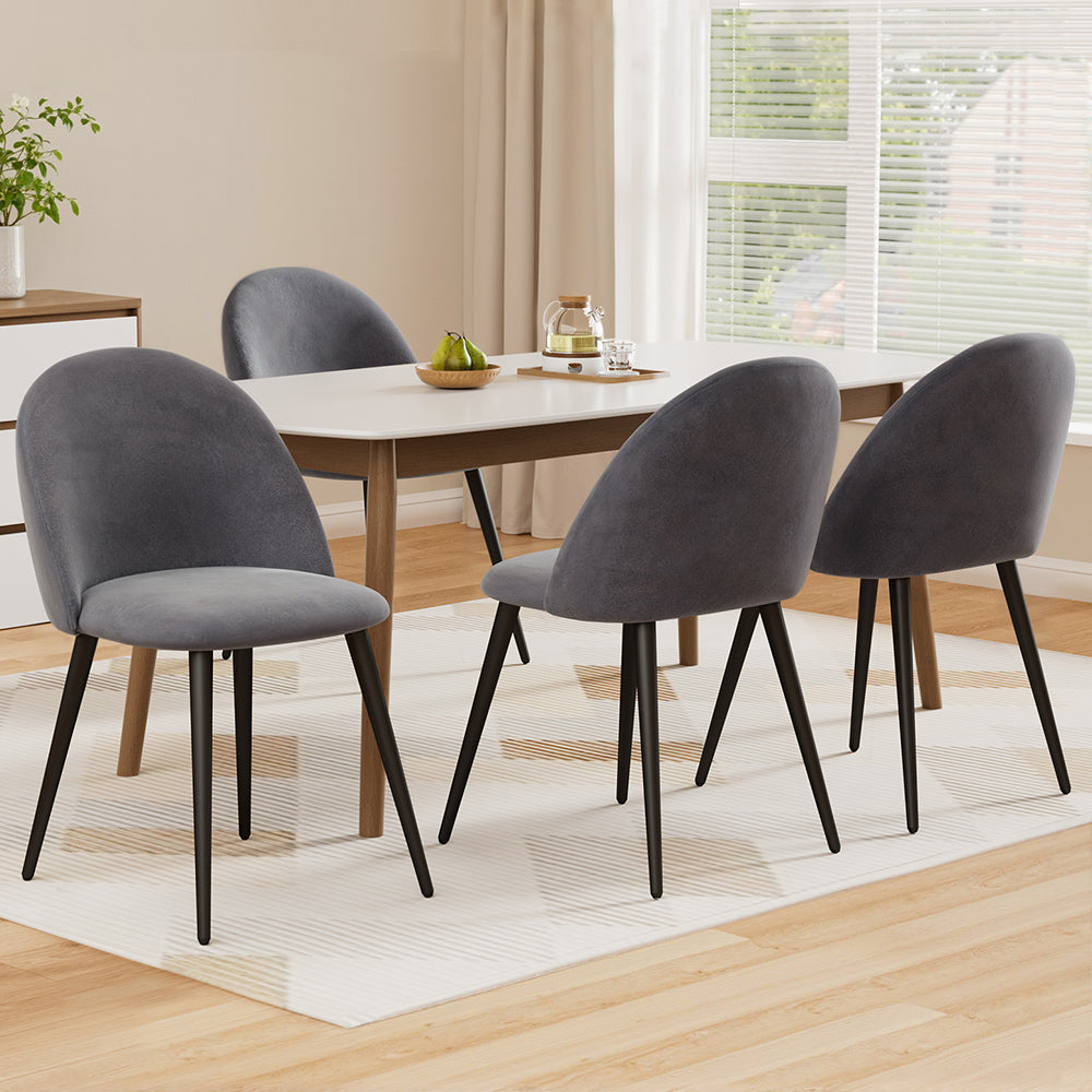 Artiss Dining Chairs Set of 4 Velvet Solid Curved Dark Grey