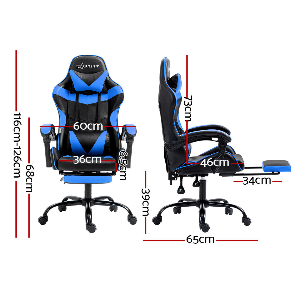 Artiss Gaming Chair Recliner Footrest-Blue