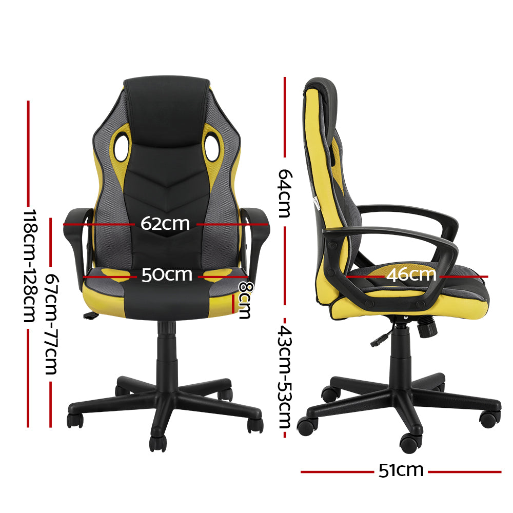 Artiss Gaming Chair Executive Racing High Back - Yellow