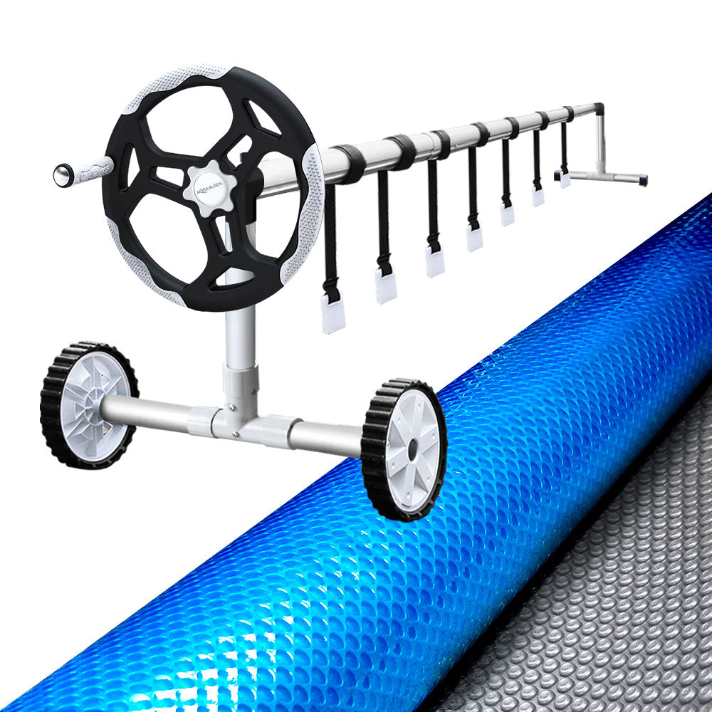 Aqua buddy Solar Swimming Pool Cover Blanket Bubble Roller Adjustable 8 X 4.2M