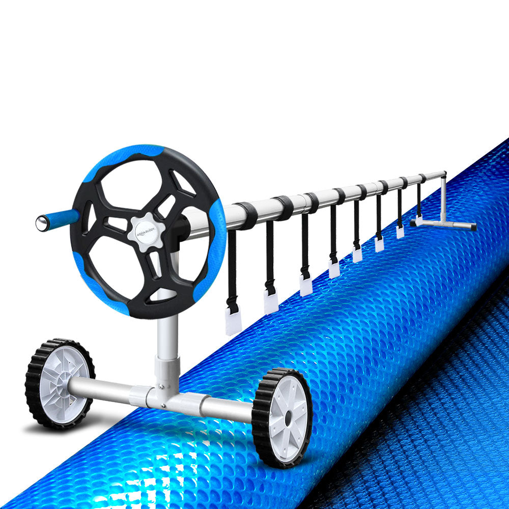 Aqua buddy Swimming Pool Cover Pools Roller Wheel Solar Blanket 500 Micron 9.5X5M