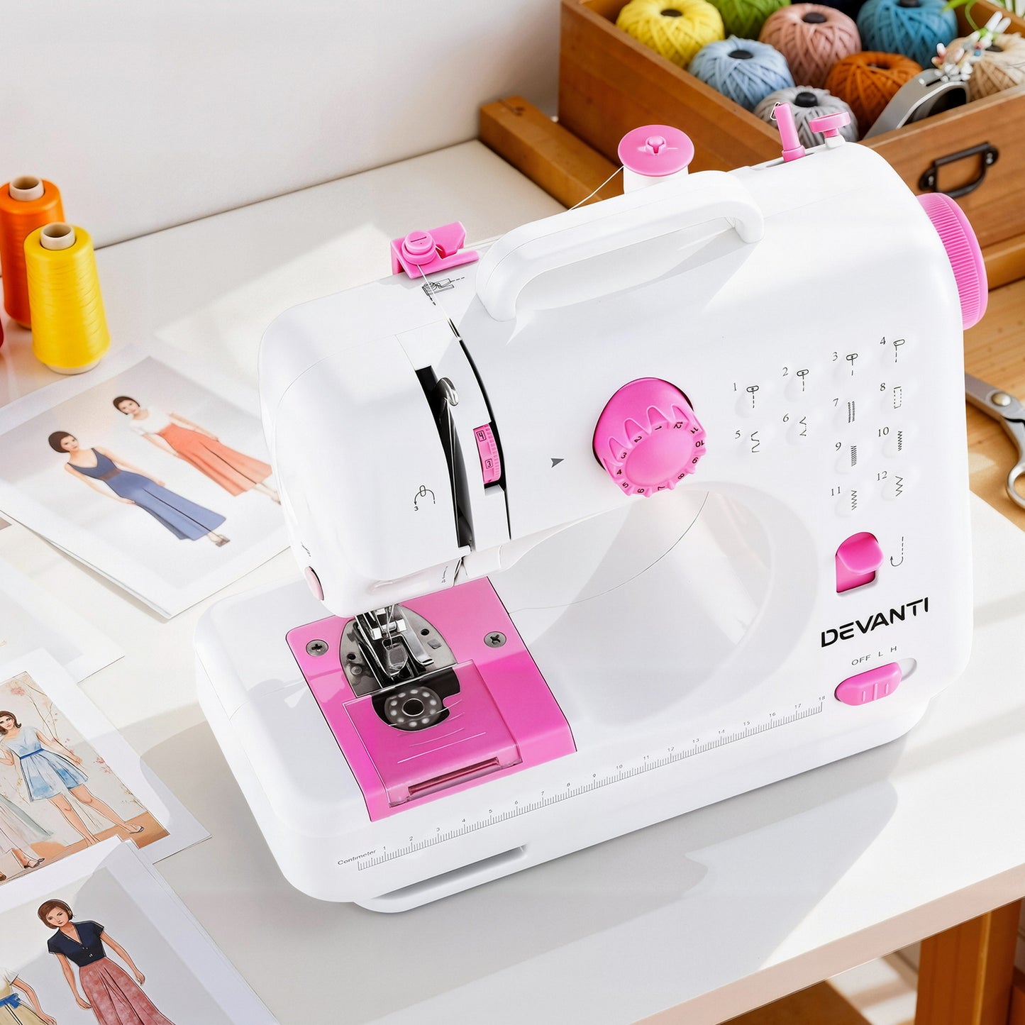 Devanti 12 Stitches Mini Sewing Machine for Beginners Portable Sewing Machine Kit with LED Lights - Factory Direct Shop