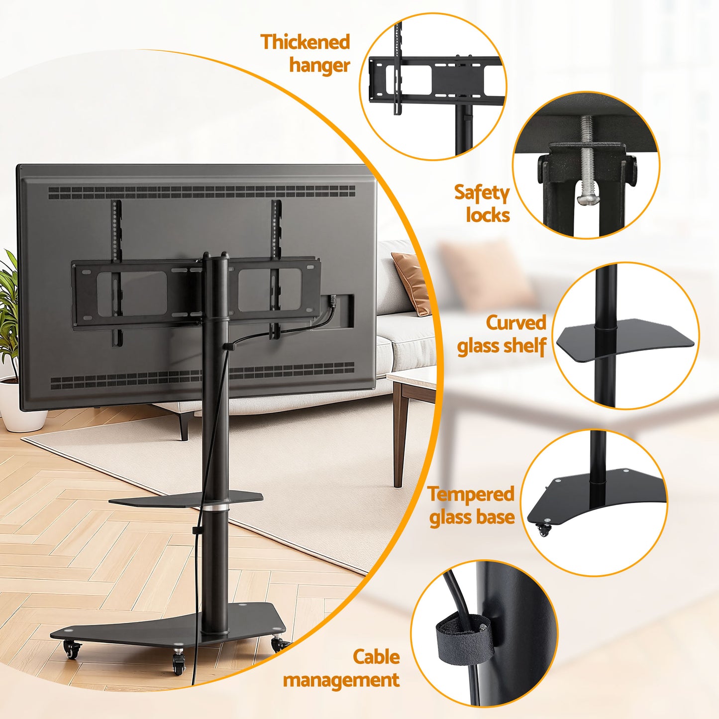 Artiss 40 - 100" TV Stand Mount Bracket Universal Adjustable Height with Wheels - Factory Direct Shop