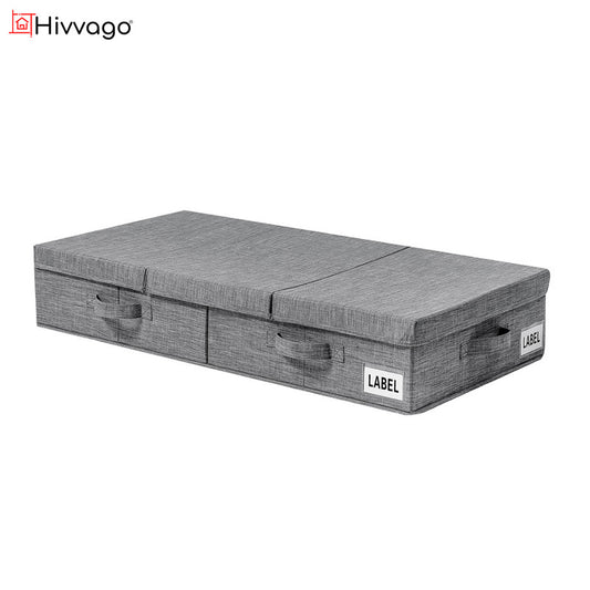 Hivvago Underbed Storage Container – Foldable Box with Lids & Label Pocket