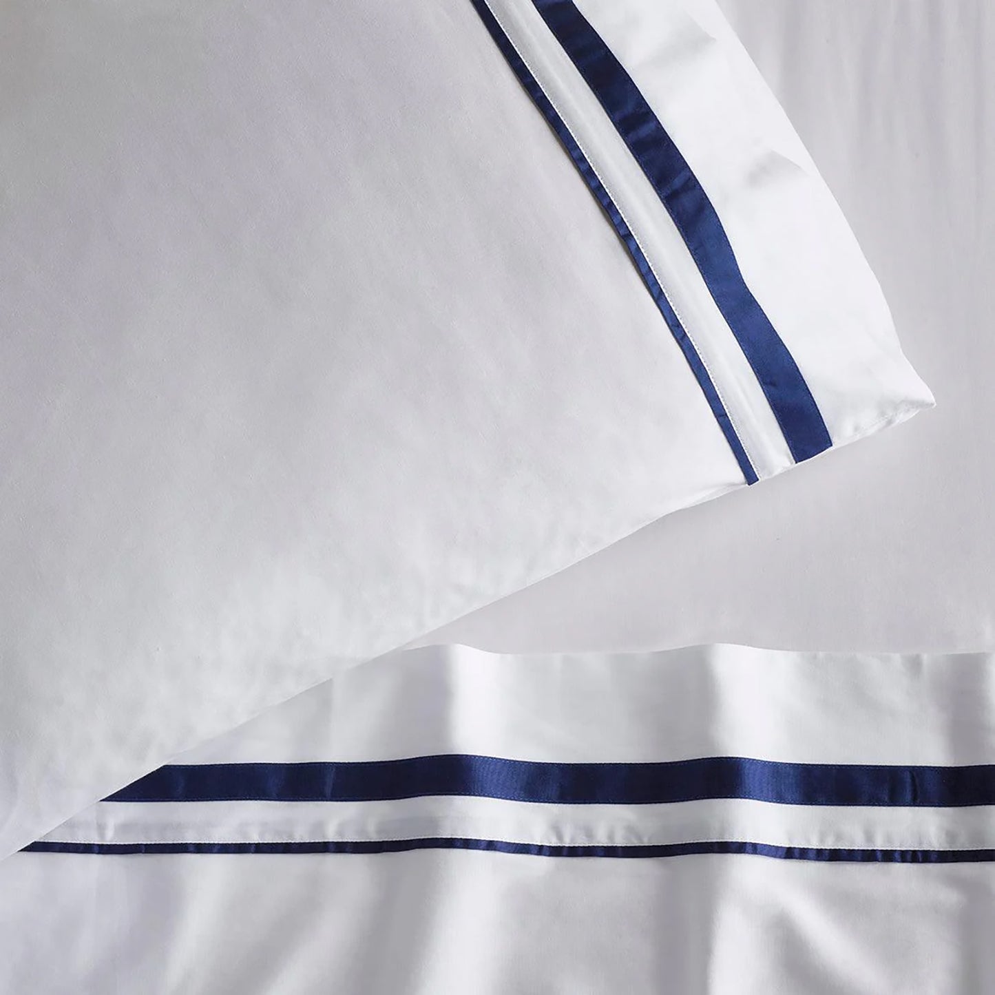 Cloud 1000 TC Egyptian Cotton White Navy Super King Sheet sets by Renee Taylor