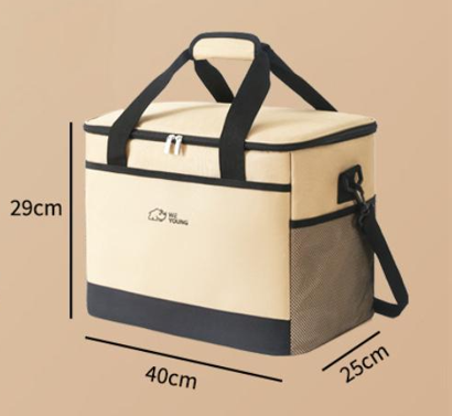Beige Insulated Picnic Cooler Bag: Portable Waterproof Ice Bag for Outdoor Camping, Picnics & Home Use(30L)