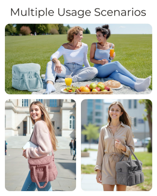 Double - Layer Insulated Lunch Bag with Quilted Design – 11.8L Cooler Tote for Work, Picnics & Travel (Camel) | Other Colors Available In - Store - Factory Direct Shop