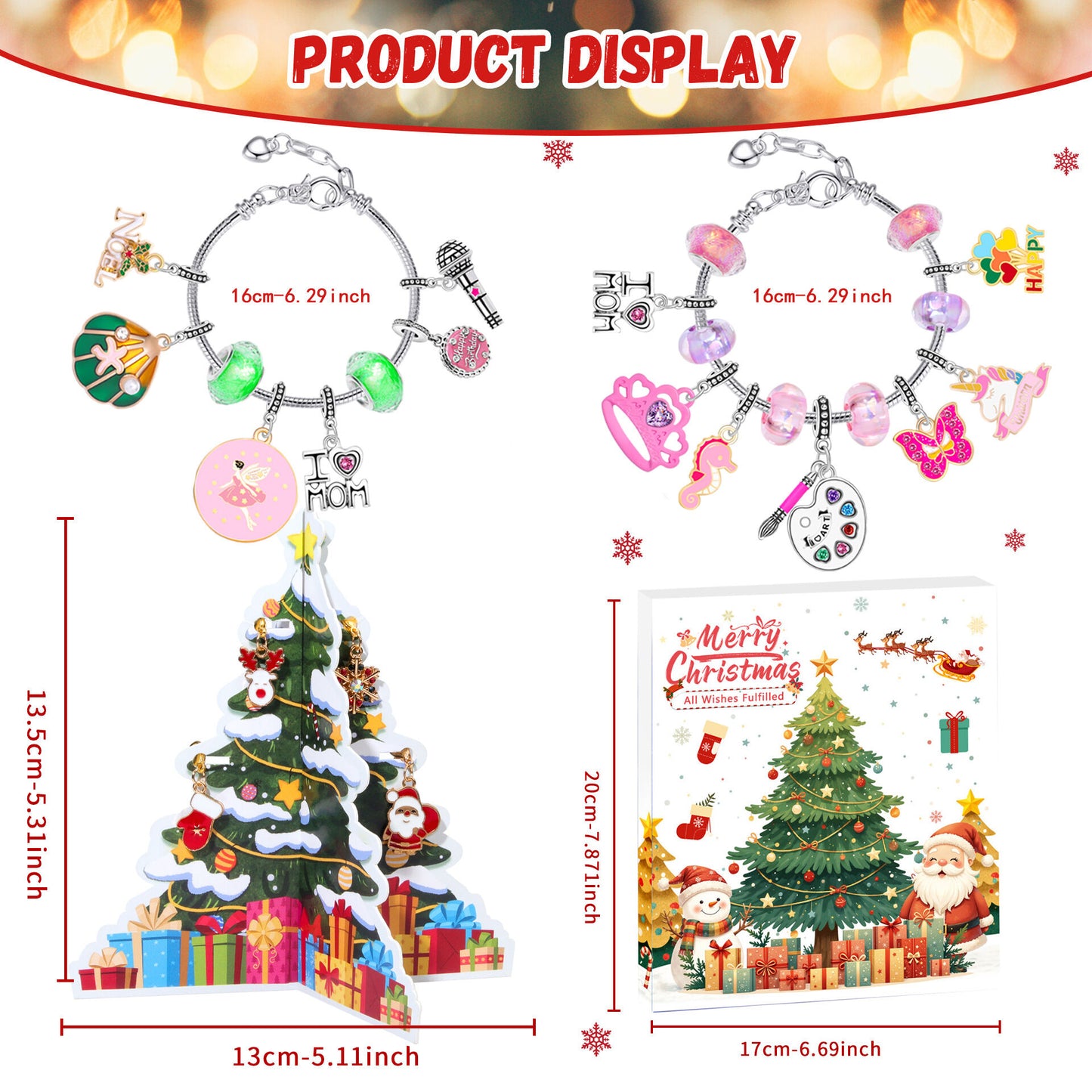 Christmas DIY Jewelry & Craft Advent Calendar(
YD-05&upgraded version,20*17*1.3cm)