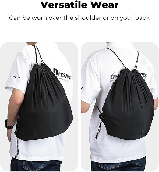 Helmet Bag, Large Capacity Light Weight Drawstring Bag for Motorcycle Bicycle Motocross Bike Racing Snowboard Skiing Snowmobile Cycling Riding-Black