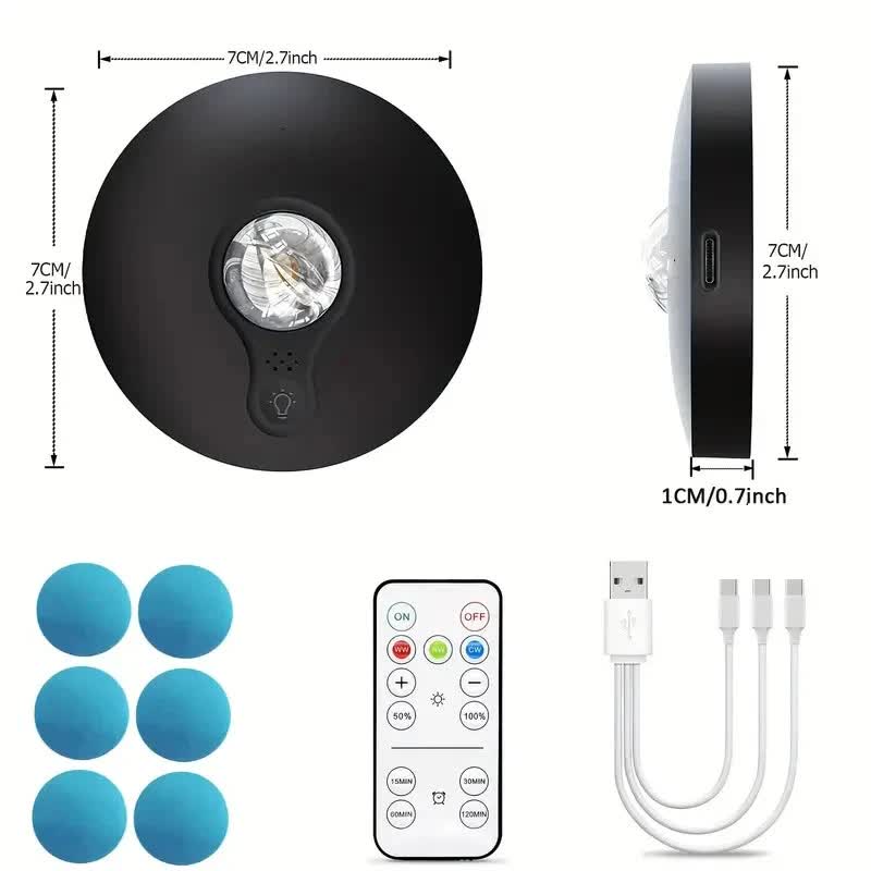 6 Lights LED Rechargeable Slim Cabinet Light, 2cm, Remote Control, Magnetic Mount - Factory Direct Shop