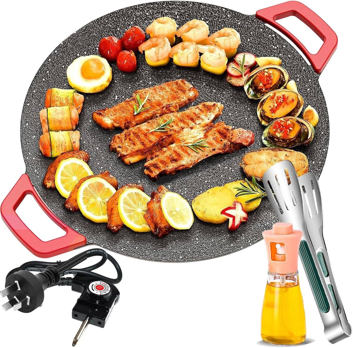 Smokeless Indoor Electric Grill & Nonstick Griddle – Compact, Fast - Heating Tabletop Grill for Steaks, Burgers, Pancakes, BBQ, and Everyday Indoor Cooking - Factory Direct Shop