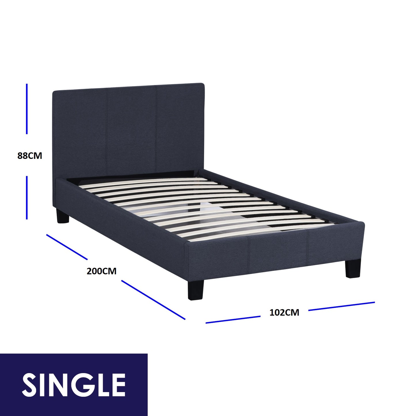 Milano Sienna Luxury Bed Frame - Single - Charcoal