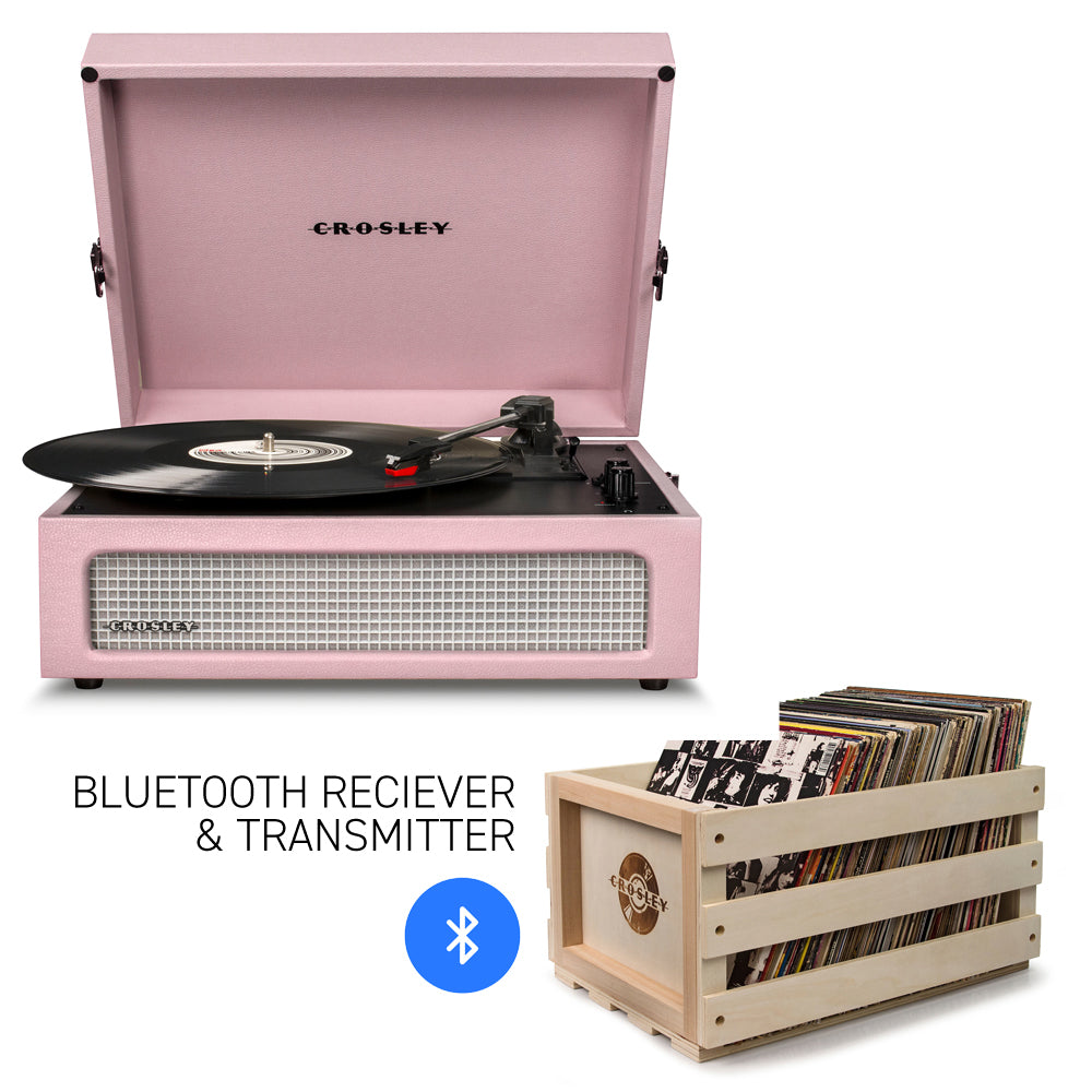 CROSLEY Crosley Voyager Amethyst - Bluetooth Portable Turntable & Record Storage Crate