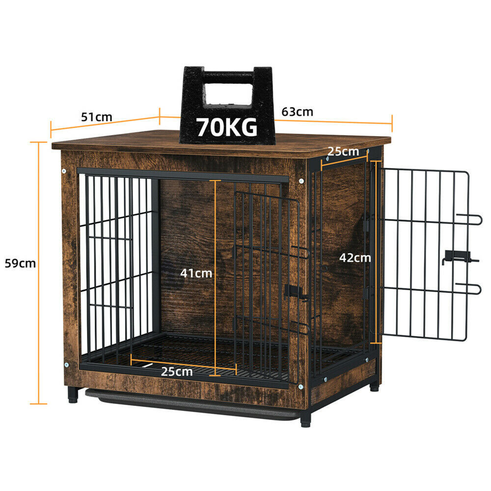 Small Wooden Dog Crate Indoor Kennel 63x51x59cm End Table Nightstand