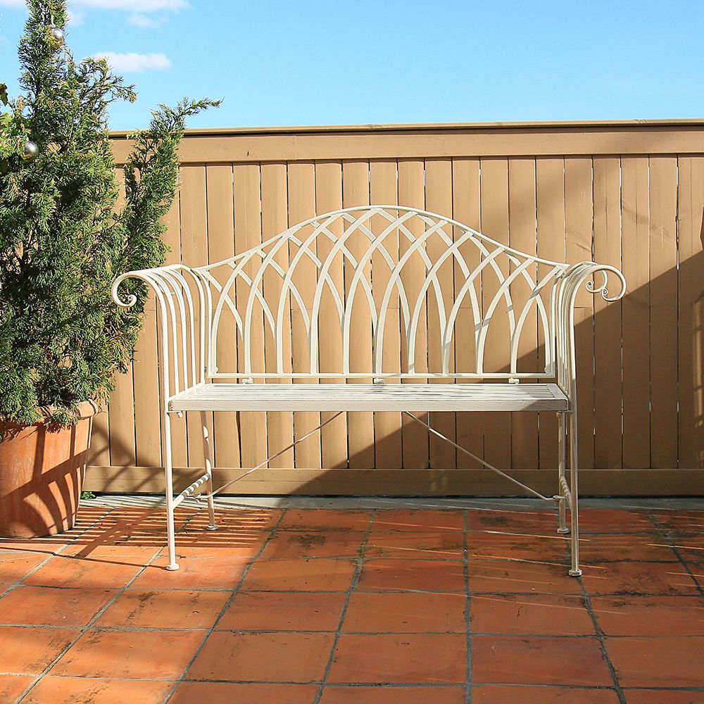 White Lavinia Iron Outdoor Bench
