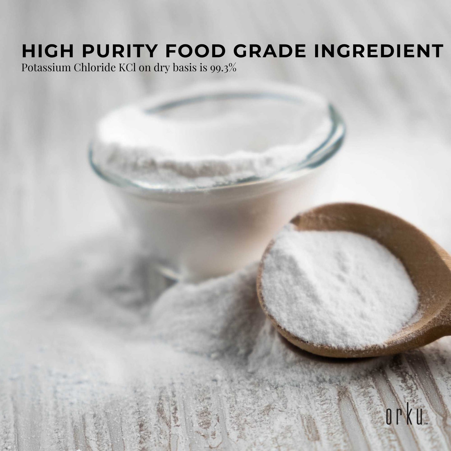 Orku 400g Potassium Chloride Powder (KCl) - Food Grade E508 Salt Substitute
