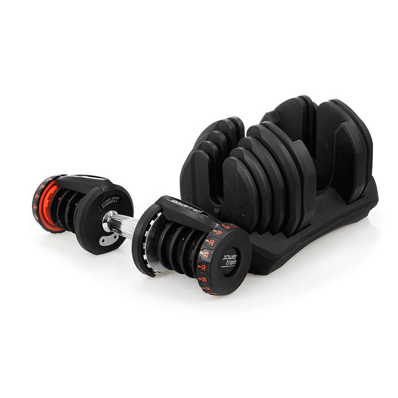 Powertrain 2x 40kg Powertrain Adjustable Dumbbells with Stand - Factory Direct Shop