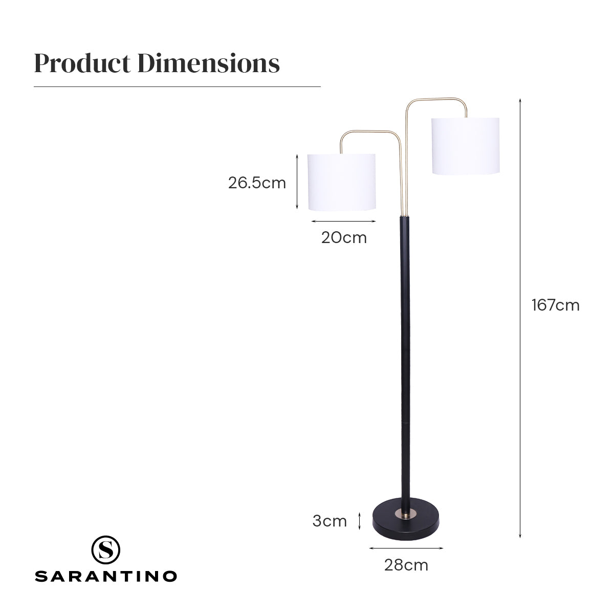 Sarantino Black/Brass Finish Reading Light Electric Table Lamp
