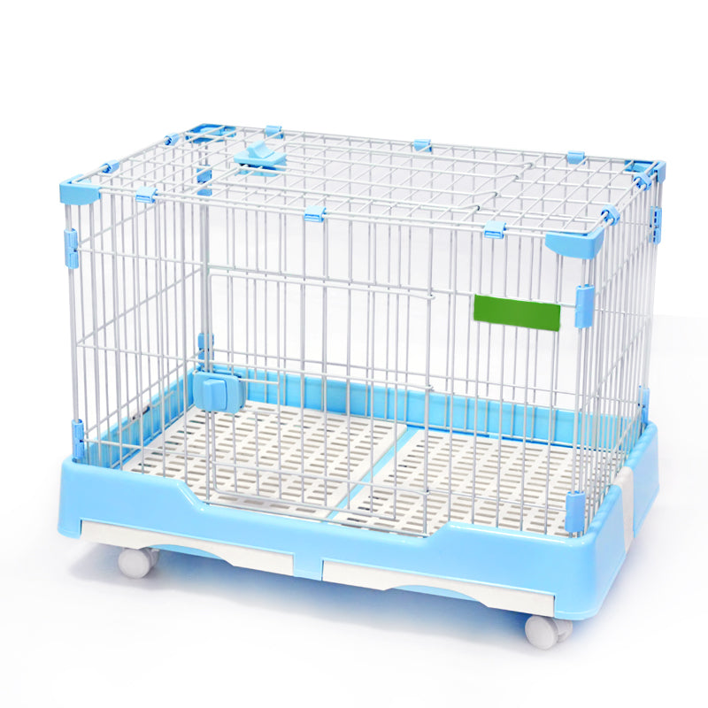 YES4PETS Large Blue Pet Dog Cage Cat Rabbit Crate Kennel With Potty Pad And Wheel