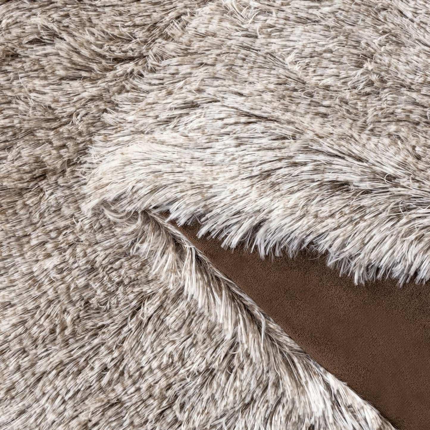 Double Sided Fx Fur Shaggy Throw Blanket - Chestnut