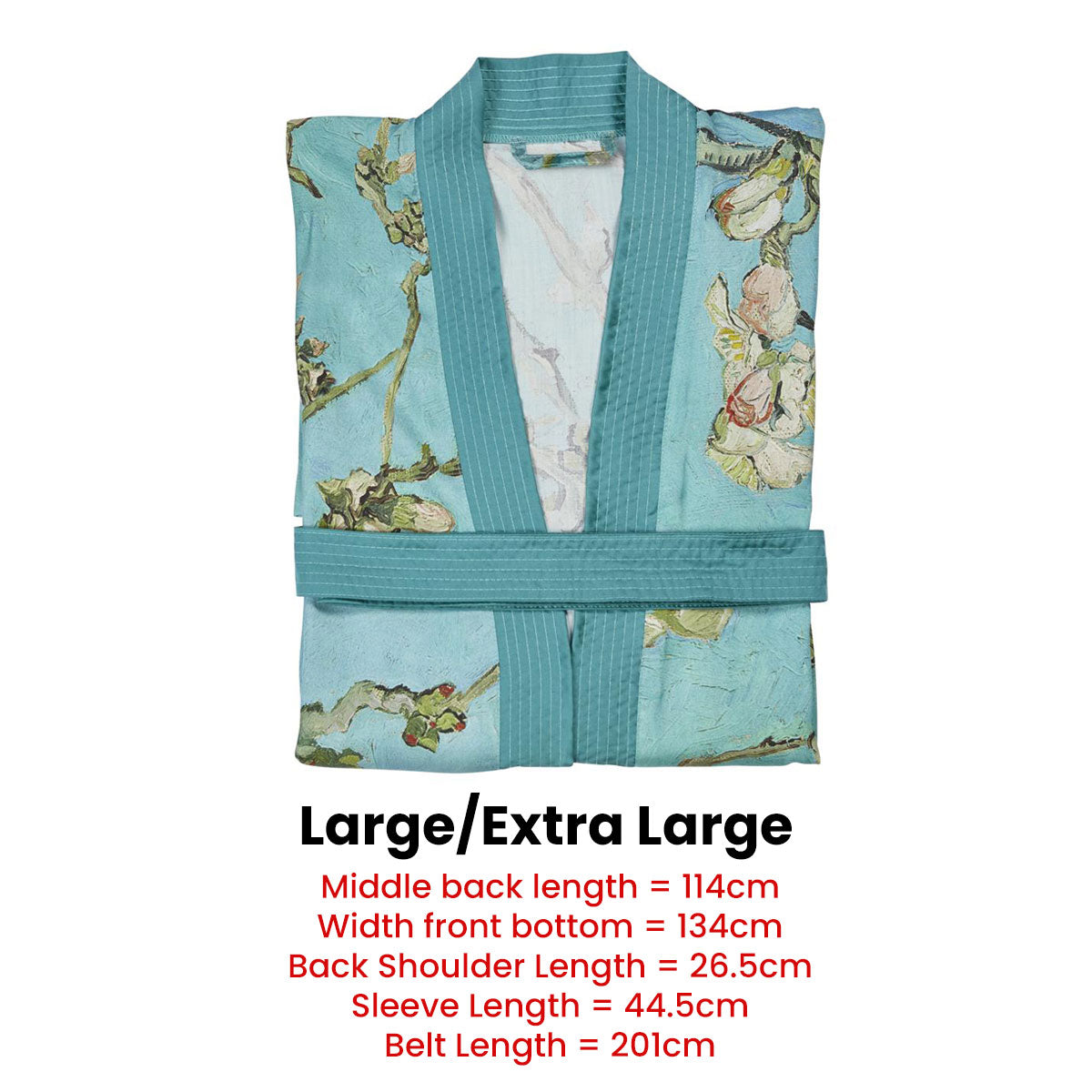 Bathrobe Almond Blossom Blue Kimono Bath Robe-Large/Extra Large