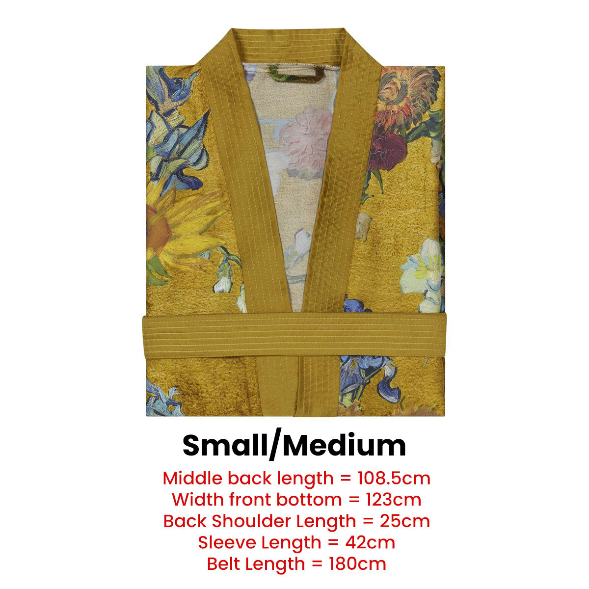 Bathrobe Partout des Fleurs Gold Kimono-Small/Medium