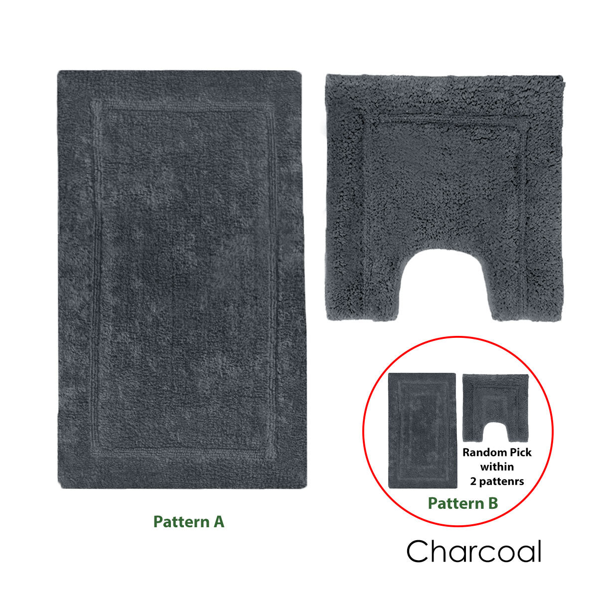 2200GSM 2 Pce Axel 100% Cotton Bath Mat Set Charcoal