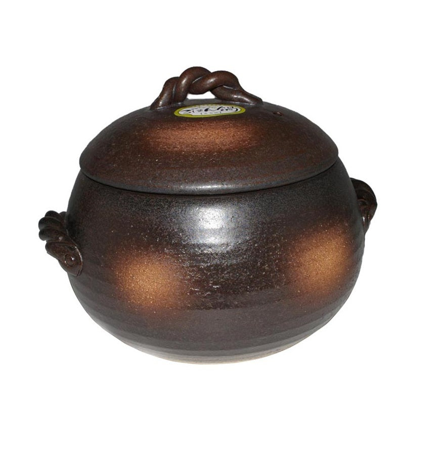 Japanese Yorozufuru-sho Brown Donabe Chestnut 5# Rice Clay Pot - Made in Japan - 2.4L