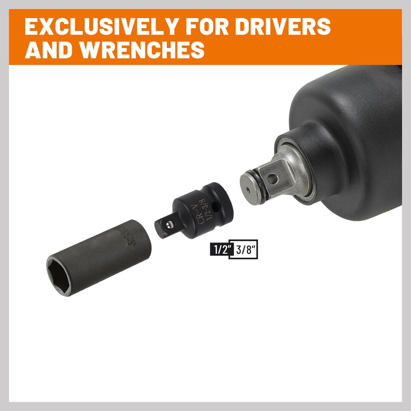 8 件組衝擊套筒減速器套裝重型轉接器適用於棘輪扳手(附盒子)