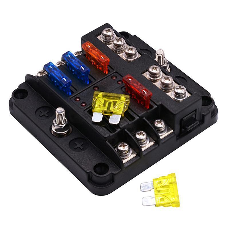 23PC 6 Way Blade Fuse Box Block Holder Indicator LED Light 12V/32V Car Marine