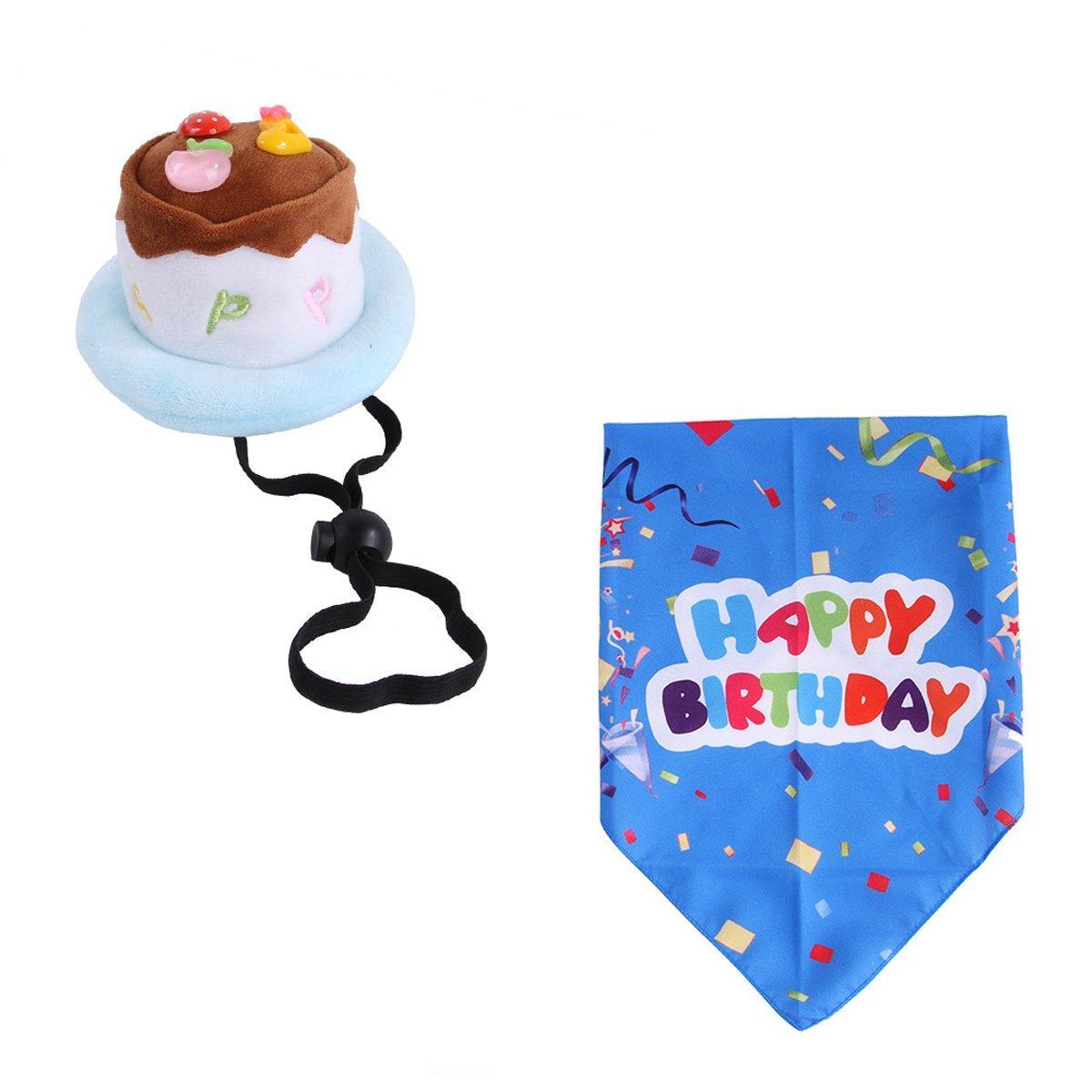 Pet Birthday Cake Hat and Triangle Towel combination Fun Party Dress Up for Pets - Pink - Factory Direct Shop