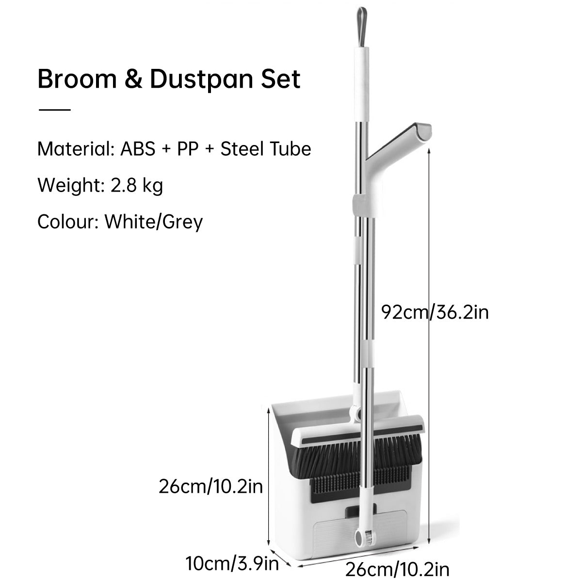 3 in1 Broom Set for Winnowing Brushing Handheld Cleaning Tool Home Kitchen Floor - Grey